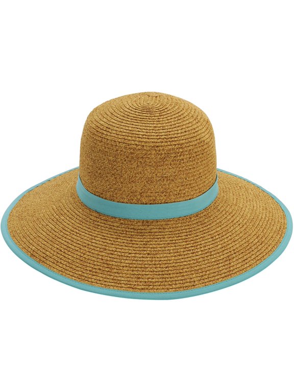 Sun N' Sand Womens Trim Sun Hat One Size Brown/turquoise