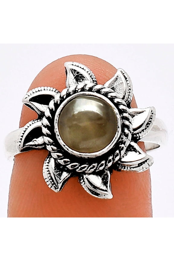 Sun - Natural Gray Moonstone 925 Sterling Silver Ring s.7.5 Jewelry R-1617 SDR238499