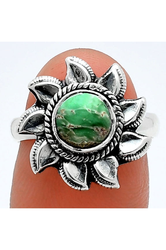 Sun - Natural Utah Variscite 925 Sterling Silver Ring s.7 Jewelry R-1617 SDR244751