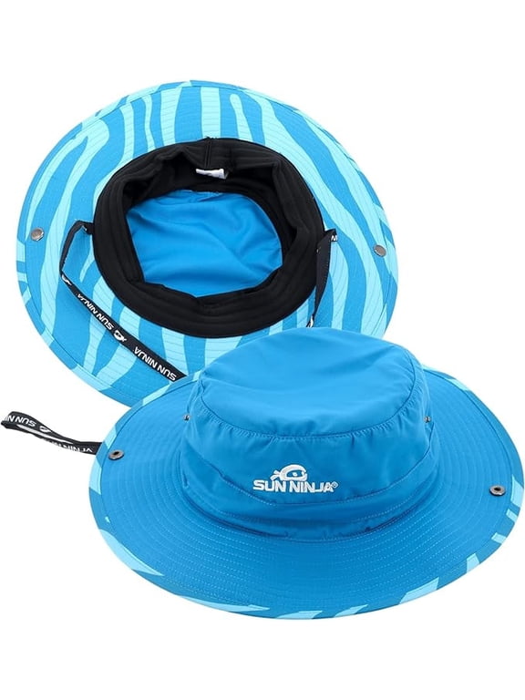 Bucket Hat for Men and Women, Zebra Blue, Wide Brim UPF 50+ Sun Protection, Foldable Boonie Hat with Adjustable Strap, Cooling Design for Fishing, Hiking, Beach & Kayaking