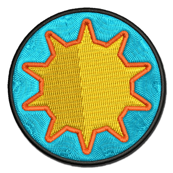 Sun Outline Applique Multi-Color Embroidered Hook & Loop Patch - 3 Inch Medium