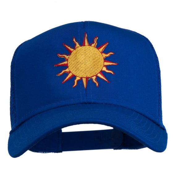 Sun Outline Embroidered Mesh Cap - Royal OSFM