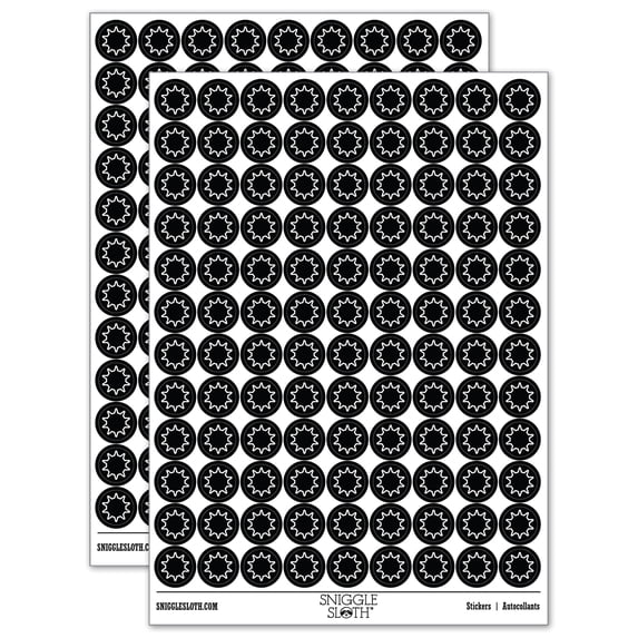 Sun Outline 200+ Round Stickers - Black - Gloss Finish - 0.50" Size