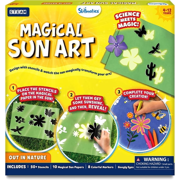 Sun Paper Art Kit - STEM Craft Kit for Kids with Decorative Paper, Stencils & Markers, Create with Sunlight, Mess-Free, Indoor Fun, Gifts for Ages 4, 5, 6, 7, 8, 9, 10, 11, 12