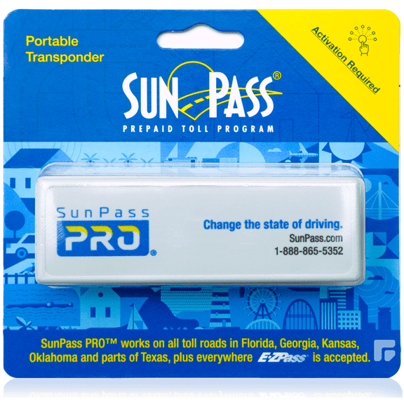 Sun Pass Pro Universal Toll Transponder Prepaid Electronic Toll Pass for Florida & 21 Additional States (PRO)