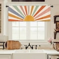 thumbnail image 1 of Sun Pastel Kitchen Curtain Valance 54W x 18H Rod Pocket Vintage Retro Colorful 70s Sunrise Sunset Window Treatment for Living Room Bedroom Bathroom Party, 1 of 7