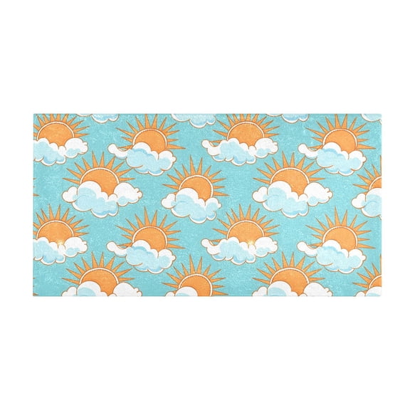 Sun Pattern Bath Mat 39x20 Inch Soft Absorbent Non-Slip Plush Bathroom Rug for Floor