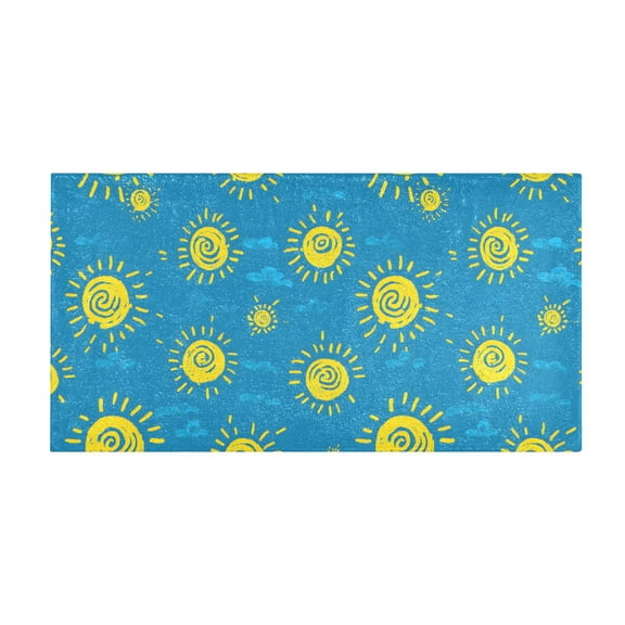 Sun Pattern Bath Mat 39x20 Inch Soft Absorbent Non-Slip Plush Bathroom Rug for Floor