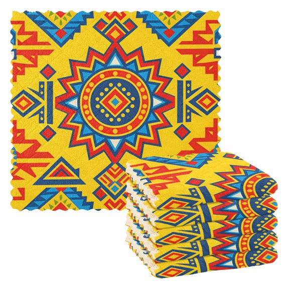 Sun Pattern Kitchen Cloth Dish Towels for Drying Washing Absorbent Dish Rags Reusable soft kitchen dishcloth set 6 Pack