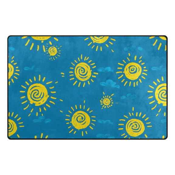 Sun Pattern Memory Foam Area Rug 31"x20" Non Slip, Absorbent, Fade Proof for Living Room, Bedroom, Office