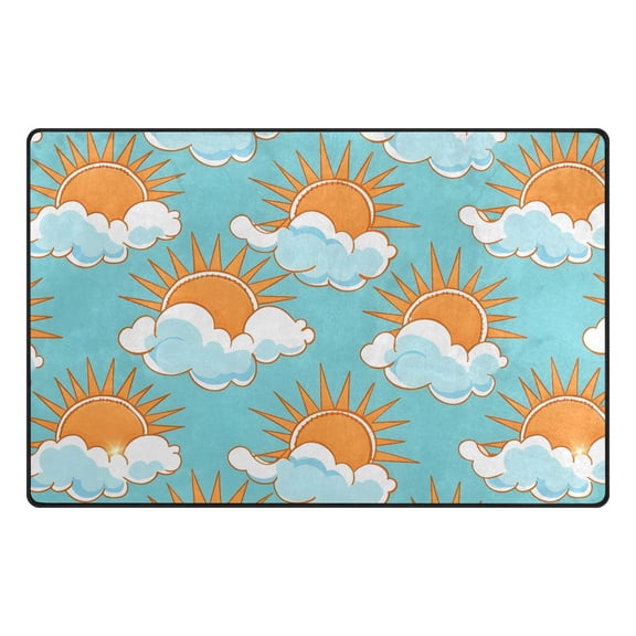 Sun Pattern Memory Foam Area Rug 31"x20" Non Slip, Absorbent, Fade Proof for Living Room, Bedroom, Office