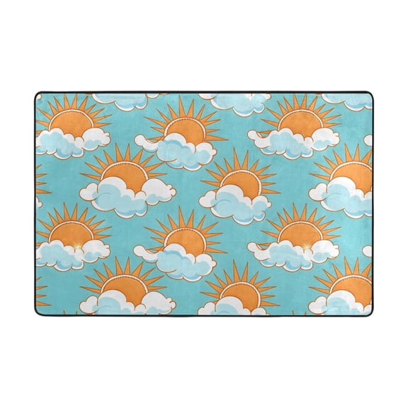 Sun Pattern Rug 36x24in Memory Foam Absorbent Non Slip Plush for Bathroom Kitchen Entryway