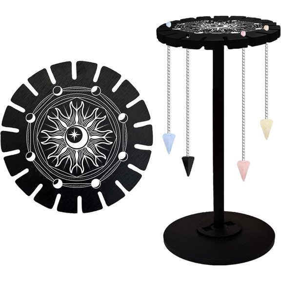 Sun Pendulum Stand Phase of The Moon Witchcraft Divination Tools Crystal Holder for Up 18 Divination Dowsing Pendulums for Table Decorations Spirit Altar Decoration DIY
