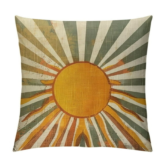 Sun Pillow CoversMustard Yellow Boho Decorative Pillow Cases Colorful Bohemian Cushion Case Retro Home Decor for Sofa Couch Porch Outdoor