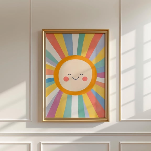 Sun Playroom Poster, Sun Poster, Nursery Wall Art, Playful Sun Illustration, Girls Room Decor, Trendy, 24x36 UNFRAMED