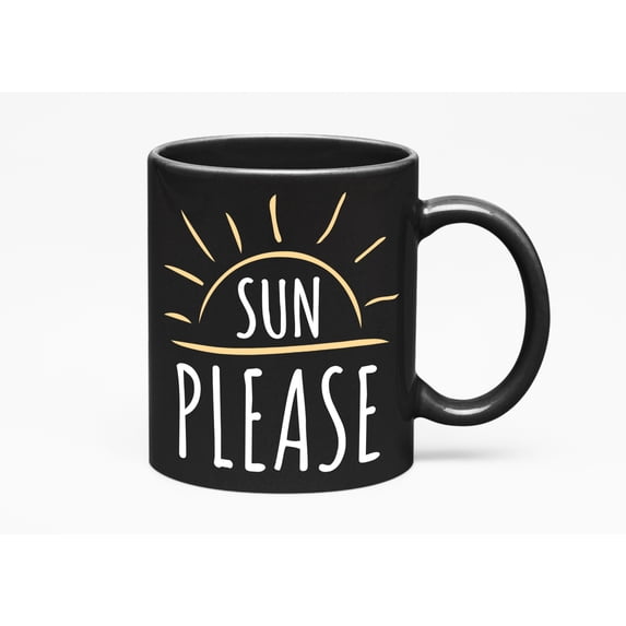 Sun Please, Black 11oz Ceramic Mug
