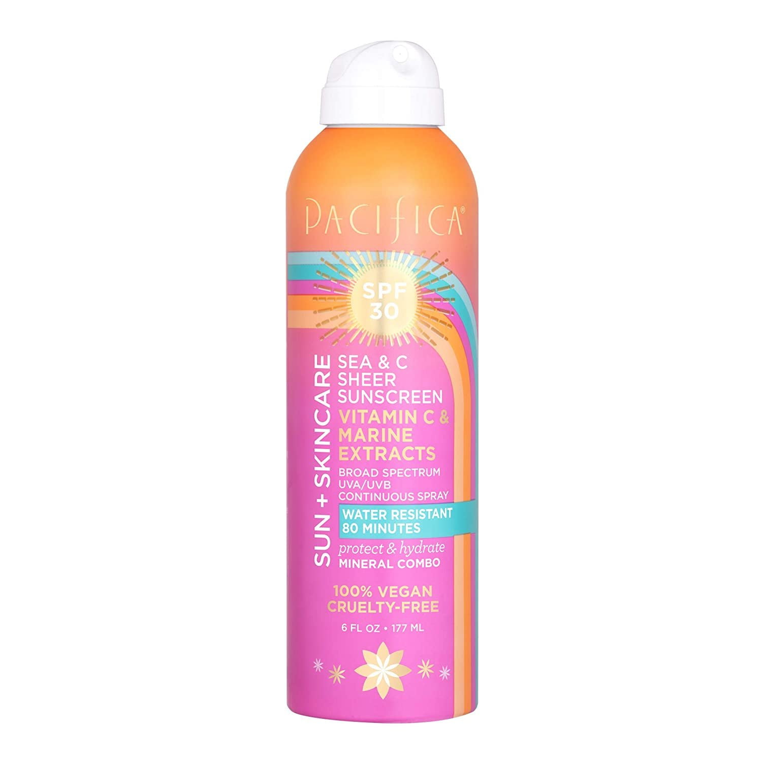 Sun Plus Skincare Sea and C Sheer Sunscreen Spray SPF 30 by Pacifica for Unisex - 6 oz Sunscreen