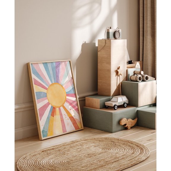 Sun Poster, Boho Sun Wall Art, Unframed Paper Poster 8x10in