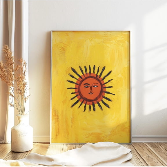 Sun Poster, Celestial Poster, Spiritual Decor, Vintage Poster, Retro Print, Summer, 70'S Poster, Boho Poster, Mystical Art, Meditation Art Wall Art, Modern Wall Decor, 8x12 UNFRAMED