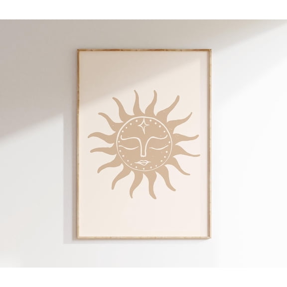 Sun Print Neutral Boho Sun Beach Surf House Unframed Paper Print
