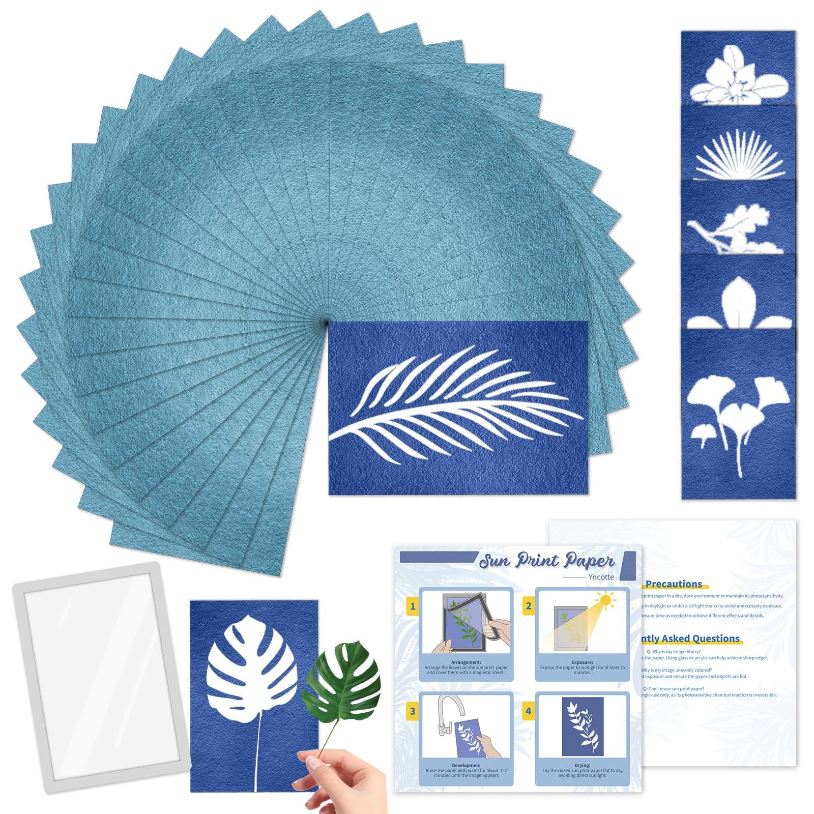 Sun Print Paper, 30 AIF4 Sheets Cyanotype Papers with 1 magnetic panel ...