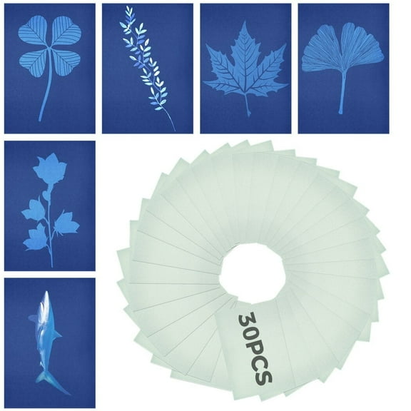 Sun Print Paper Kit, 30 Sheets Sun Cyanotype Papers, Solar Printing Papers for Arts Crafts DIY Project
