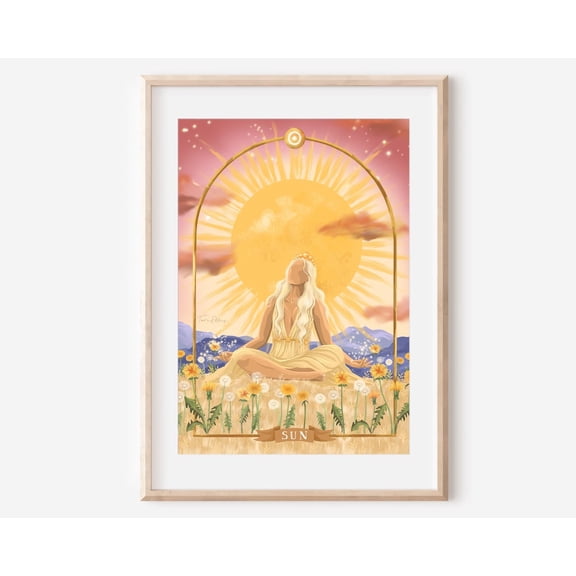 Sun Print, Yellow Floral Ethereal Art, Unframed Paper Poster 8x10in