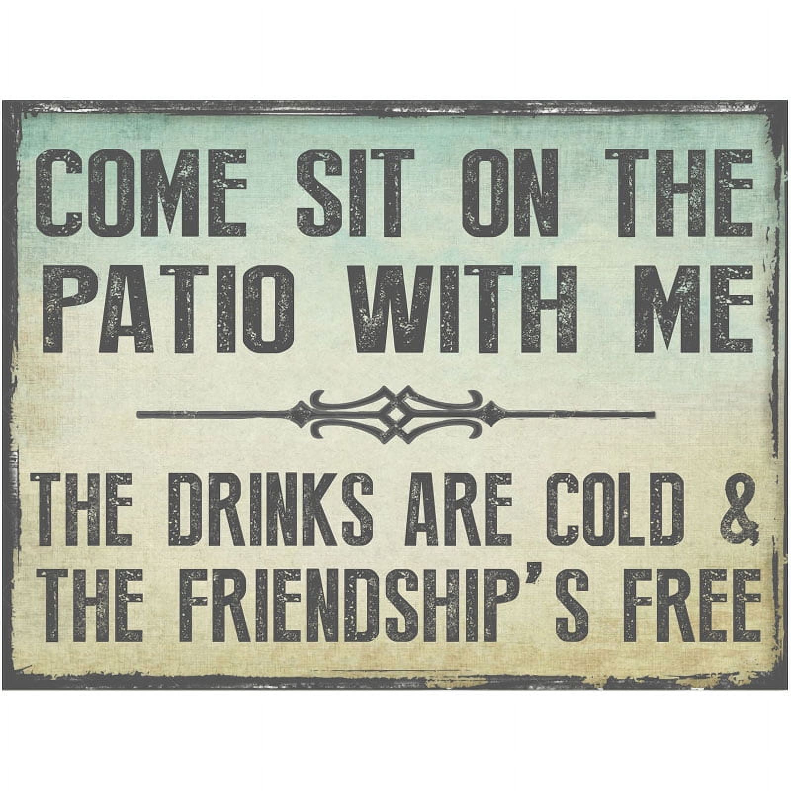 Rustic Outdoor Metal Patio Sign with Sun Protection
