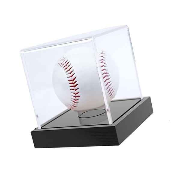 Clear Acrylic Baseball Display Cube with Wood Base for Signatures