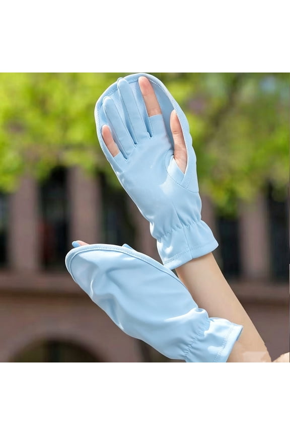 Sun Protection Arm Sleeves Breathable Convertible Finger Design Elastic Cuff for Driving Cycling Walking
