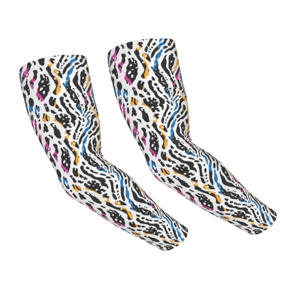 Sun Protection Arm Sleeves for Men Women, abstract colorful zebra print Sleeves to Cover Arms with Thumb Hole Cooling Sleeve