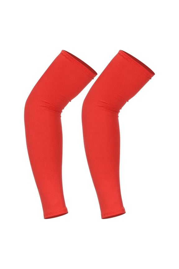 Sun Protection Arm Sleeves for Men and Women Compression Cooling Sun Sleeves L Size 1 Pair Spandex Bright Red