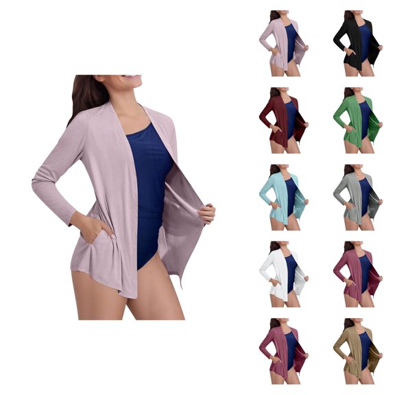 Sun Protection Athletic Cardigan for Women UPF50  Lightweight Summer Long Sleeve Open Front Cover Up with Pockets