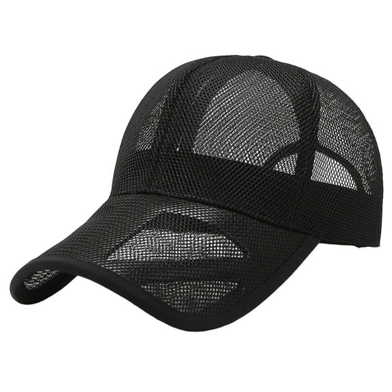 Sun Protection Baseball Cap with Mesh Back, Adjustable Strap Sports Hat for Cycling Running and Fishing, Breathable Quick-Dry Outdoor Cap for Men Women, Lightweight Sun Hat for Spring Summer Black