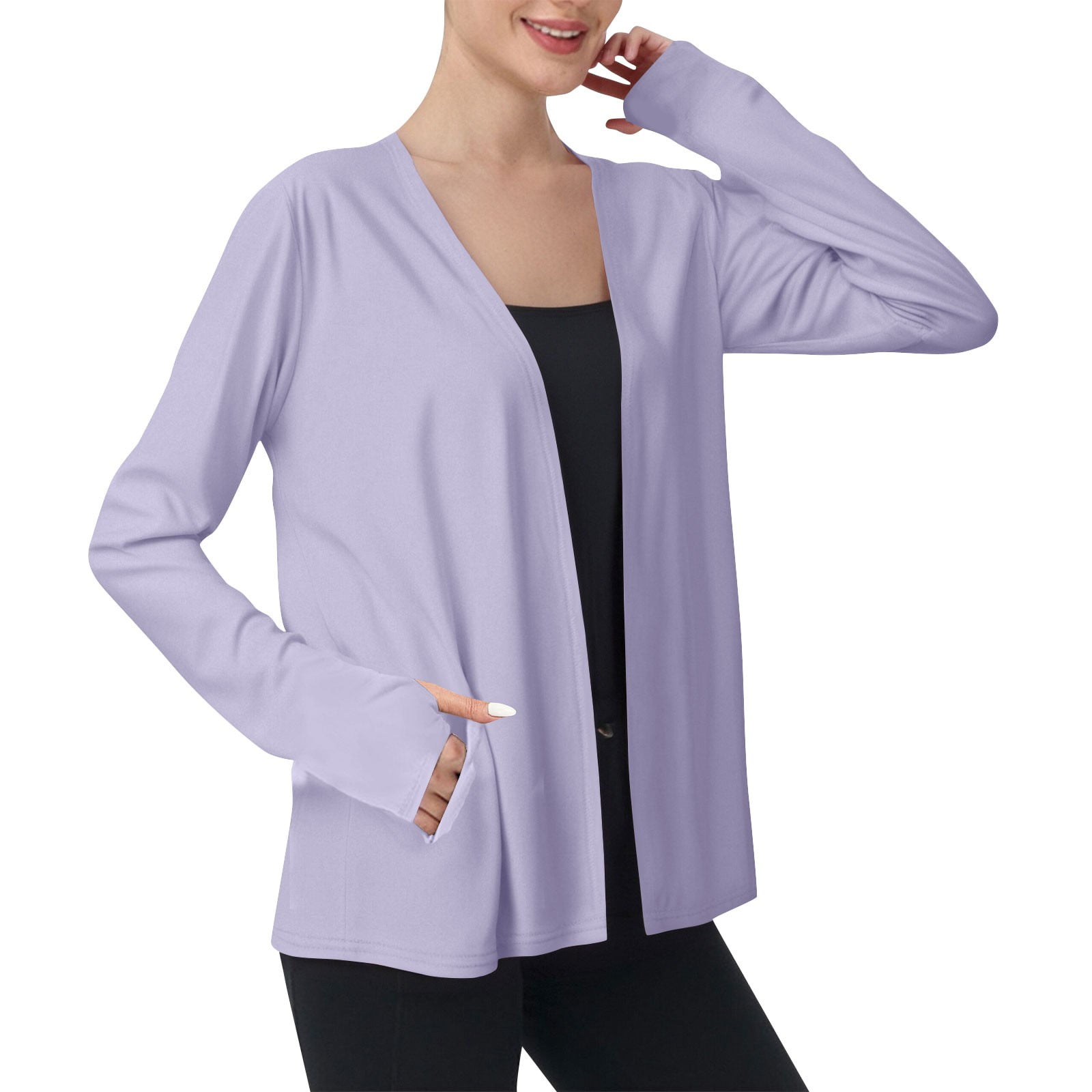 Women's Lightweight Sun Protection Cardigan - UPF50+ Long Sleeve Rash Guard With Thumb Holes & Pockets - View #2