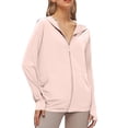 thumbnail image 1 of Sun Protection Clothing Women Zip Up Cropped Lightweight Jackets Womens Athletic Outdoor Jacket Summer Outfits Clothes Pink XL, 1 of 4
