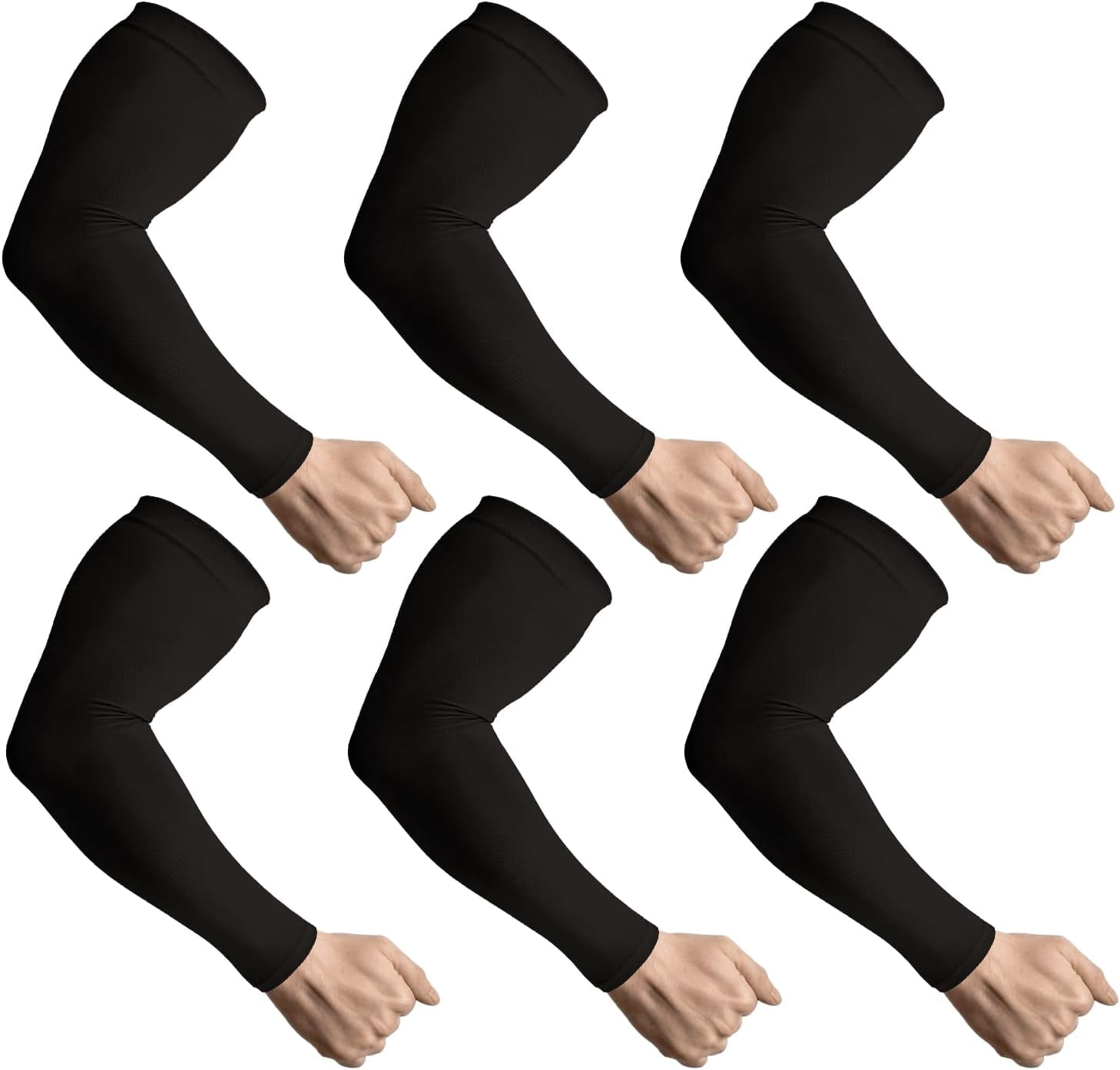 4 Pairs Cooling Arm Sleeves For Women & Men - UV Sun Protection Sleeves With Thumb Holes (Black & White)
