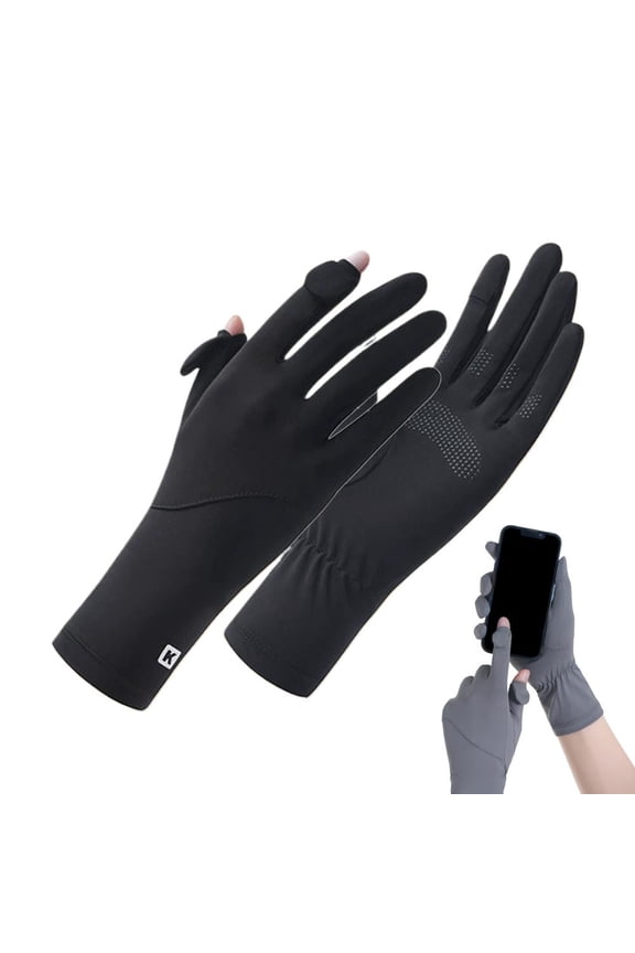 Sun Protection Cooling Gloves with Touchscreen Fingertip & Grip Dots, 1 Pair