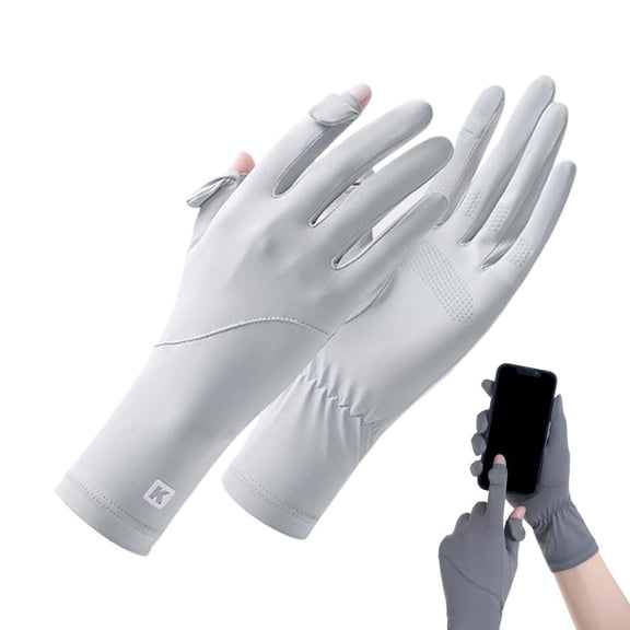 Sun Protection Cooling Gloves with Touchscreen Fingertip & Grip Dots, 1 Pair