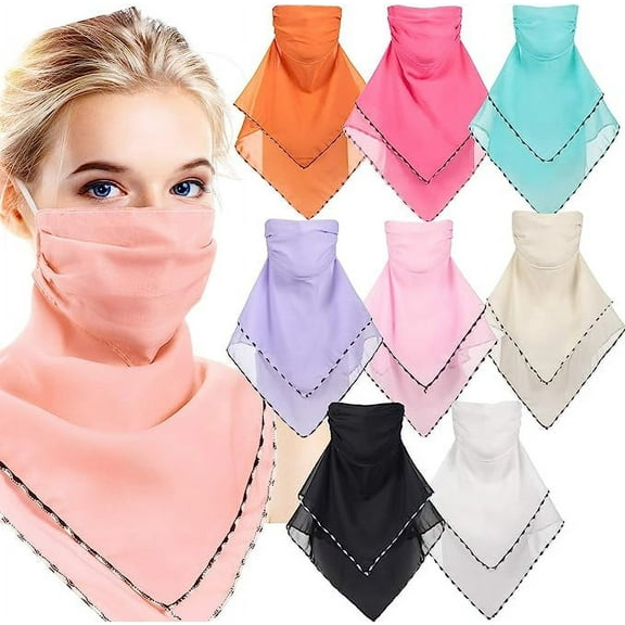 Sun Protection Face Cover Chiffon Breathable Neck Gaiter Scarf Chiffon Neck Scarf UV Protection Bandanas for Women Outdoors