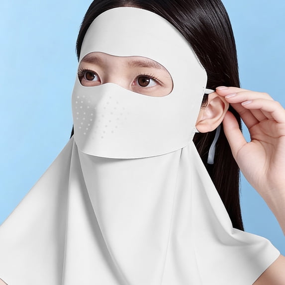 Sun Protection Face Mask with Neck Flap, Lightweight UV Face Cover Adjustable Ice Silk Breathable Sun Mask for Cycling Hiking Fishing, Drink-Friendly Design for Men Women