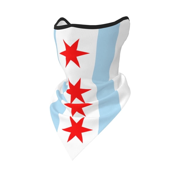 Sun Protection Face Mask Neck Gaiter Windproof Scarf Chicago City Flag Sunscreen Breathable Bandana Balaclava For Sport Outdoor