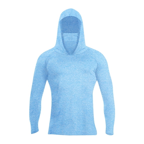 Sun Protection Fishing Shirts for Men UPF 50+ Long Sleeve Hoodie with Face Mask UV Rash Guard Quick Dry Hiking Shirt Sky Blue XL