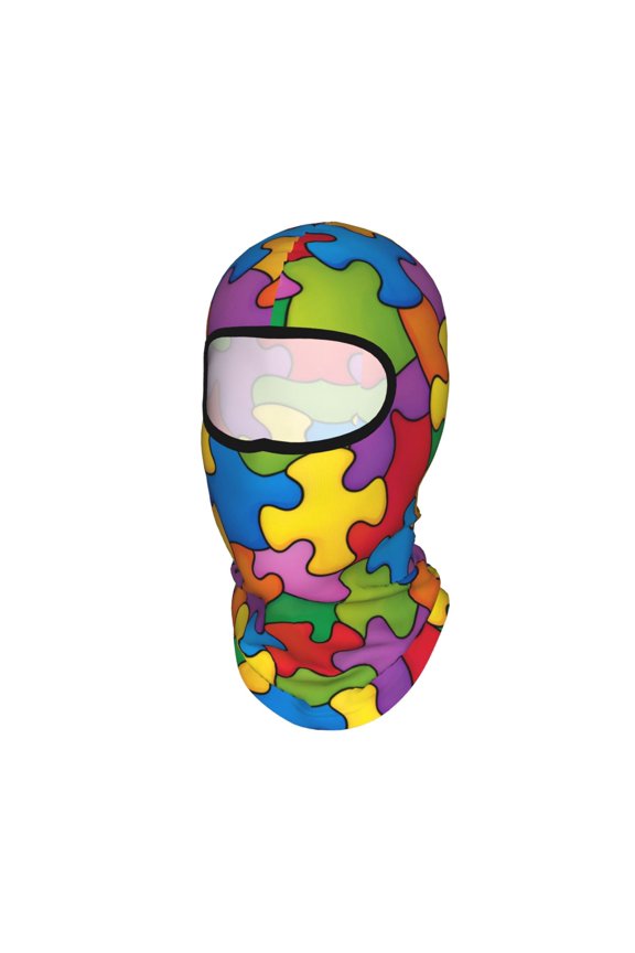 Sun Protection Full Head Face Mask Autism Awareness Puzzle Piece Pattern Balaclava Ski Mask For Men Women Skiing Cycling