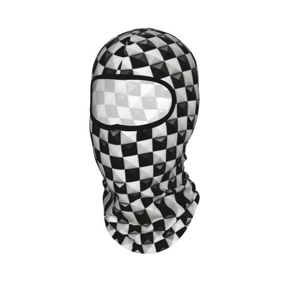 Sun Protection Full Head Face Mask Black White Checkered Pattren Balaclava Ski Mask For Men Women Skiing Cycling