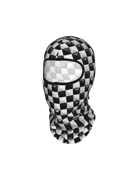 Sun Protection Full Head Face Mask Black White Checkered Pattren Balaclava Ski Mask For Men Women Skiing Cycling