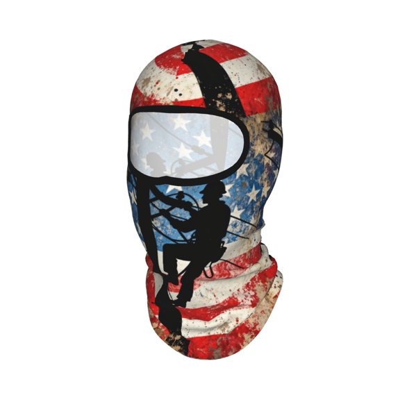 Sun Protection Full Head Face Mask Lineman America Flag Balaclava Ski Mask For Men Women Skiing Cycling
