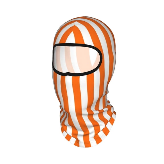 Sun Protection Full Head Face Mask Orange And White Striped Balaclava Ski Mask For Men Women Skiing Cycling