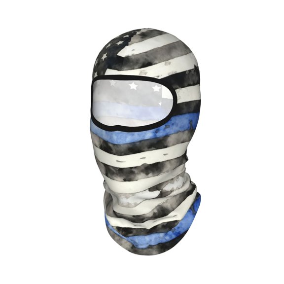 Sun Protection Full Head Face Mask Police Blue Thin Line Flag Balaclava Ski Mask For Men Women Skiing Cycling