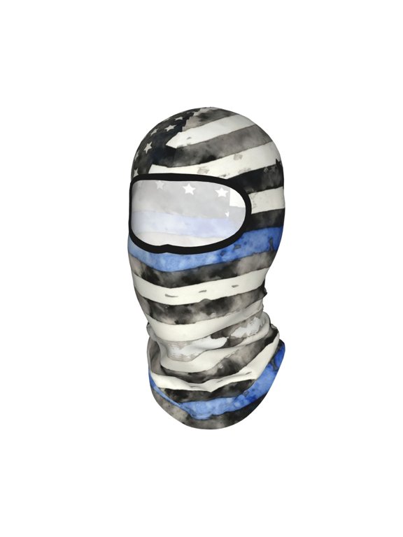 Sun Protection Full Head Face Mask Police Blue Thin Line Flag Balaclava Ski Mask For Men Women Skiing Cycling